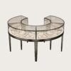 C‑shape split circular jewellery display island black metal frame round glass showcase Lexio Display`